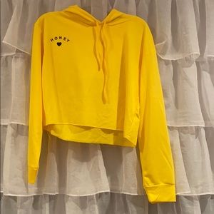 Yellow Cropped Hoodie